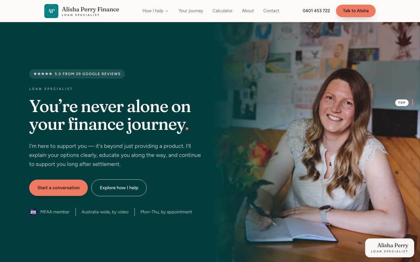 Alisha Perry Finance homepage