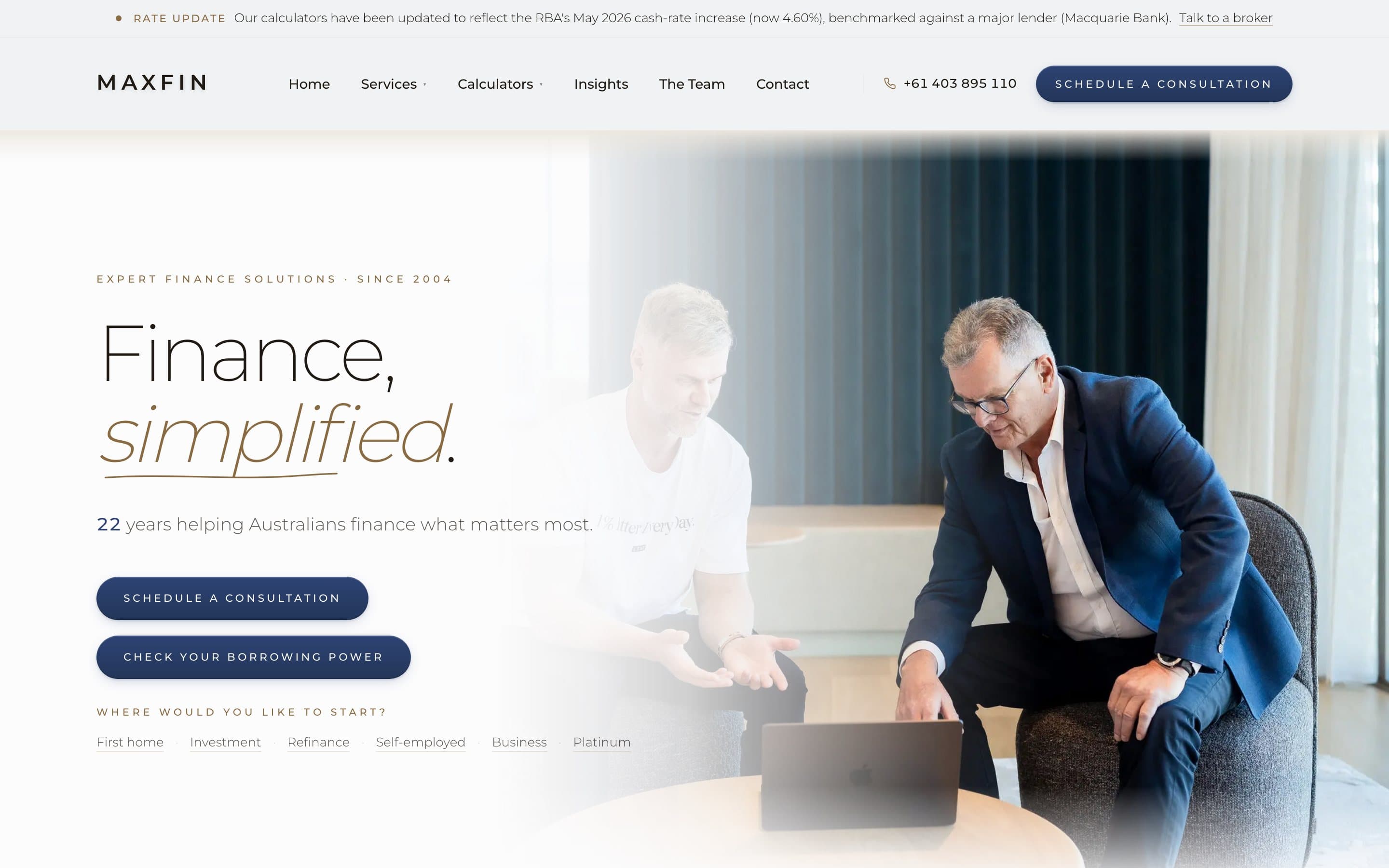 Maxfin homepage